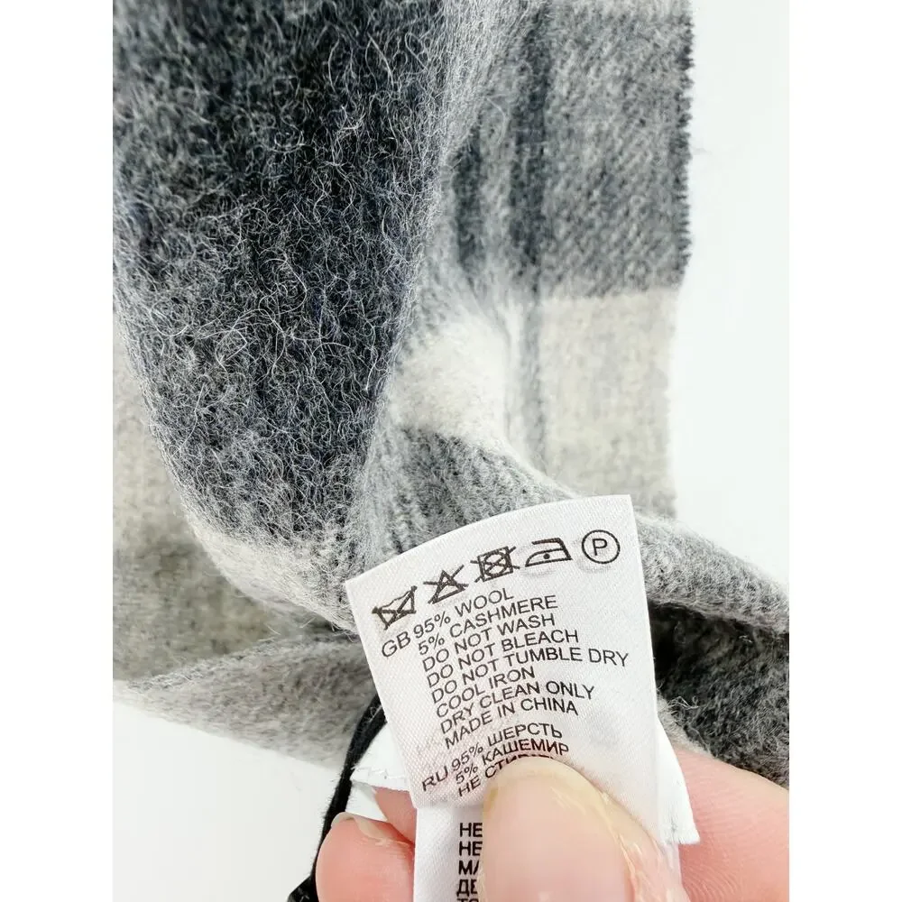 REISS Johnson Checked Scarf NEW Gray $95